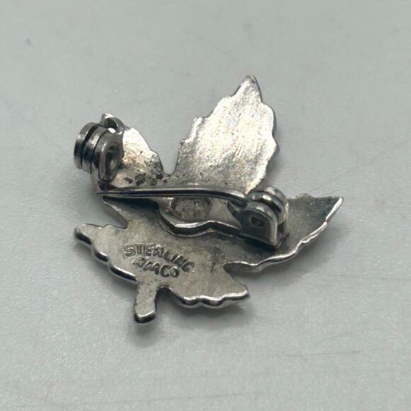 VNTG Silver Colorful Enamel Canada Maple Leaf Brooch Sterling Silver Lapel Pin - Picture 5 of 5